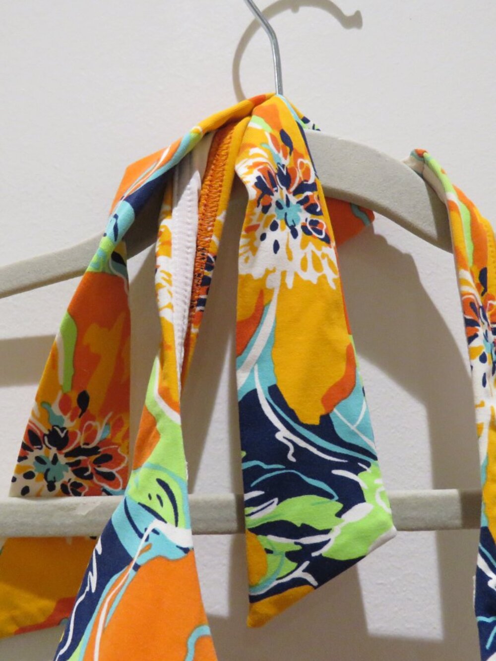 LAND'S END Tropical Floral Orange Blue Tankini Swim Top Size 8 Vacation Summer - Picture 4 of 10